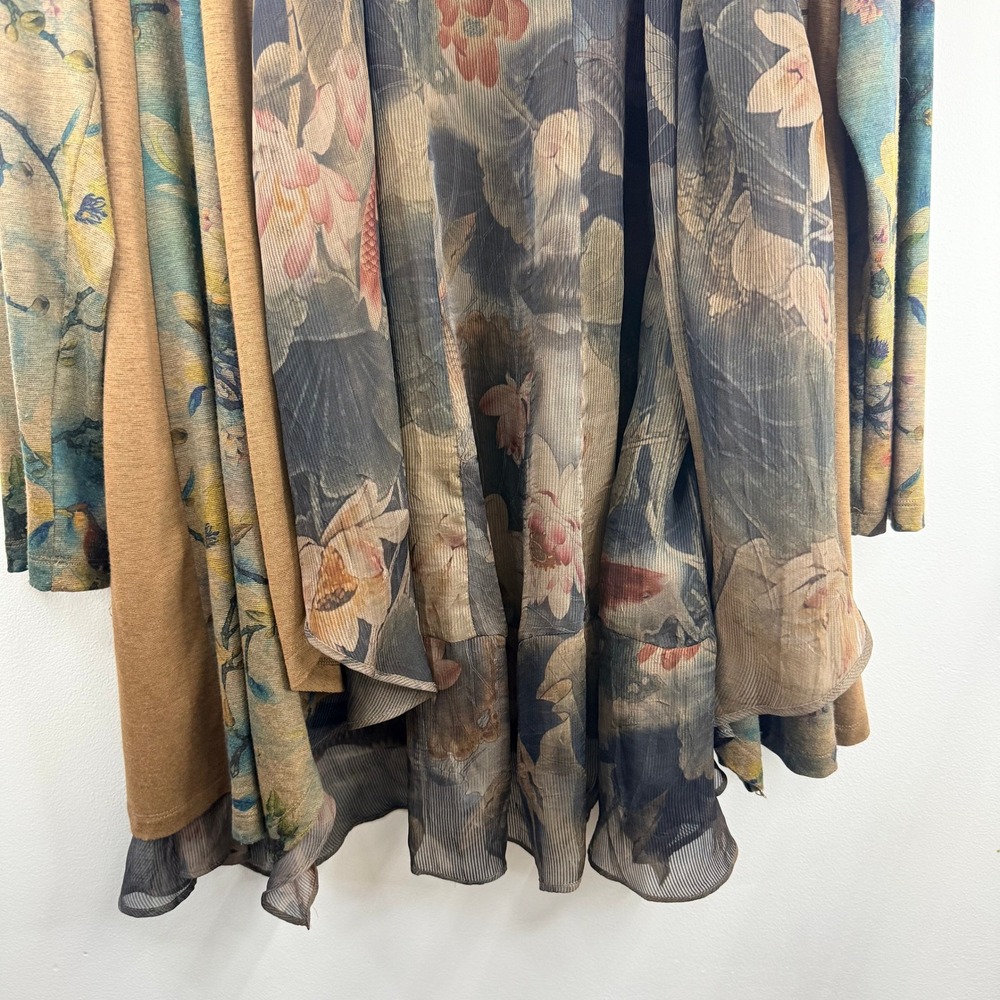 Soft Surroundings XL Floral Bird Print Duster Cardigan Kimono Open Front - Picture 5 of 8